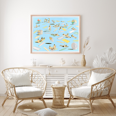'Heatwave in Sky Blue', limited-edition fine art print by Mitchell English in chic loungeroom