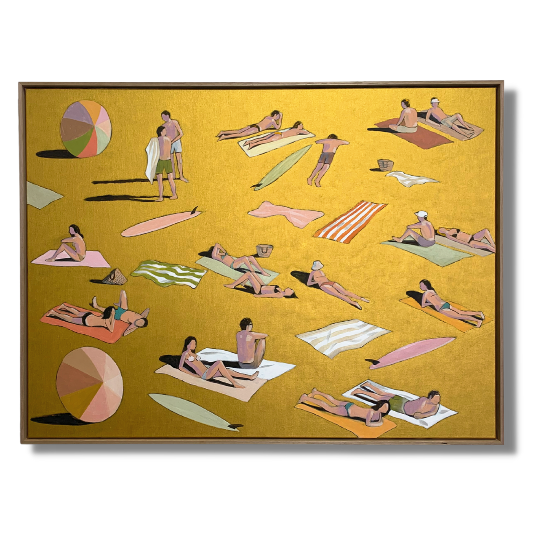 Gold Metallic original beach painting by Mitchell English. Sunshine Coast Noosa artist. Original artwork. Surf art. Beach painting. 