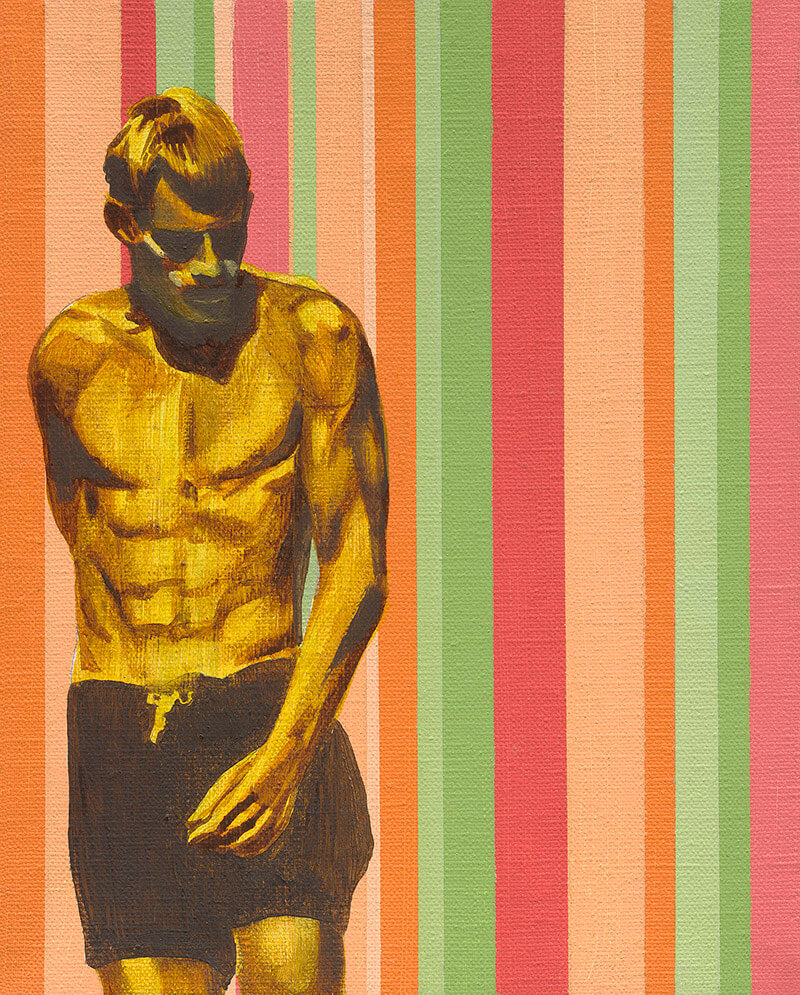 Candy Striped Surfer, by Mitchell English, available as a limited edition fine art print Bondi Gelato, by Mitchell English, Australian Artist, Surf Art, Noosa artist, Noosaville, Sunshine Coast Queensland painter, Limited Edition Fine Art Print, available in S, M, L,