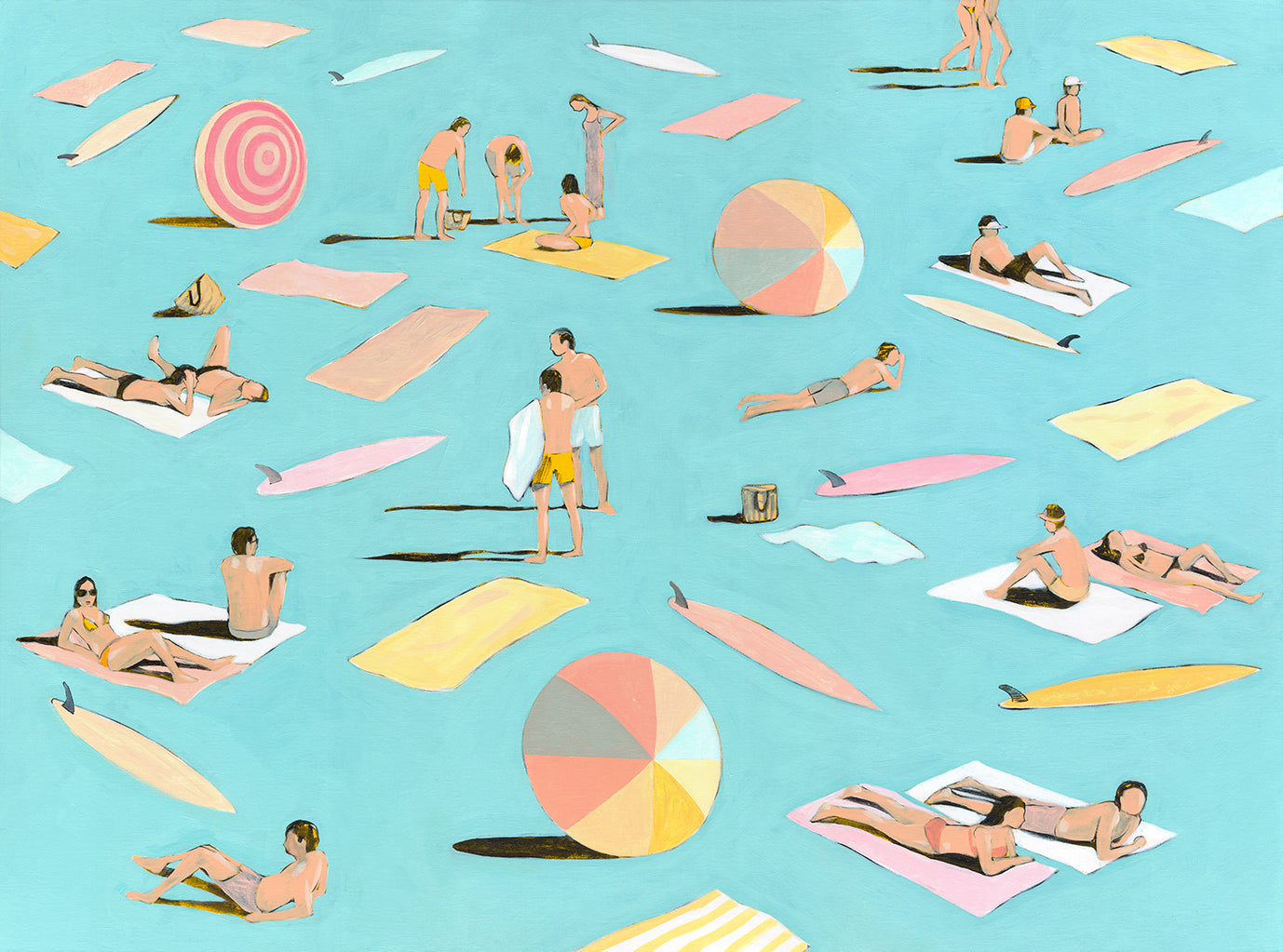 Heatwave in Teal by Mitchell English limIted edition fine art print framed or unframed surf art beach style nostalgia