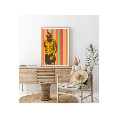 BondCandy Striped Surfer by Mitchell English, Australian Artist, Surf Art, Noosa artist, Noosaville, Sunshine Coast Queensland painter, Limited Edition Fine Art Print, available in S, M, L,